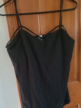 No Boundaries Black Double Strap Cami Top Cotton Spandex